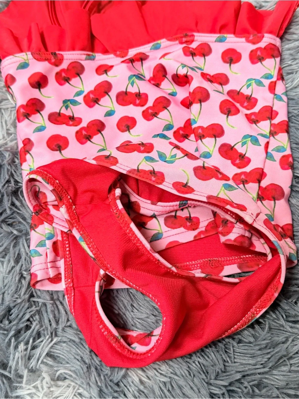 Toddler Girls 2T 3T tankini swim set Cherry Print Two-Piece Tankini - Red & Pink
